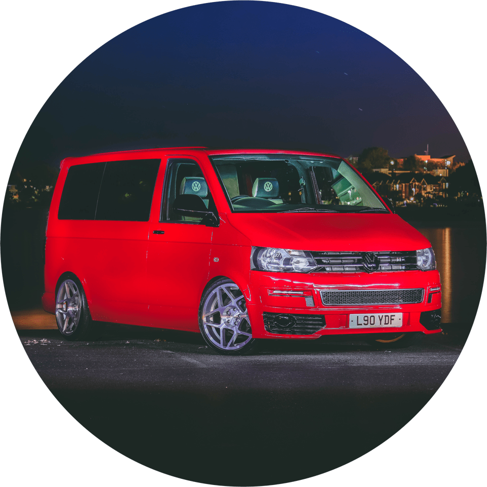 Red van in city background used to describe our van insurance page